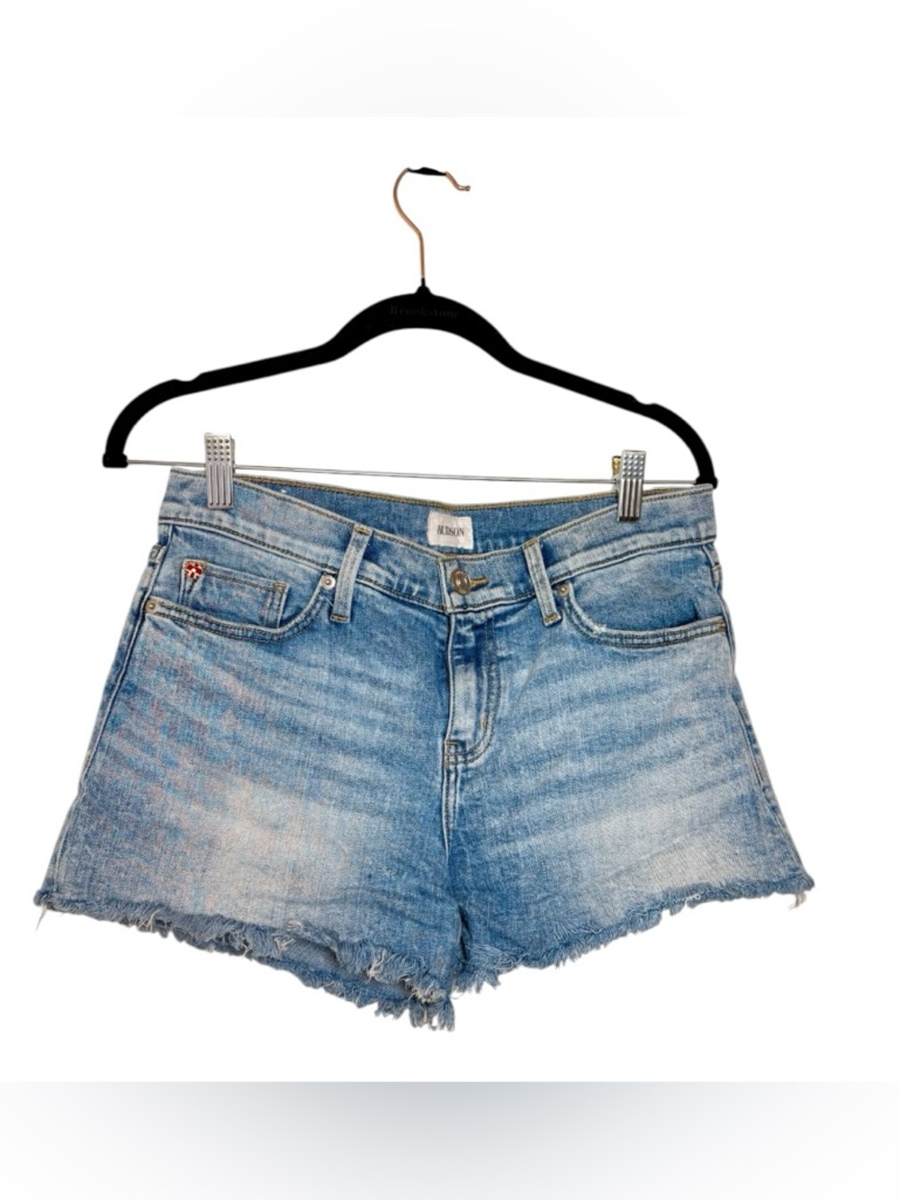 Hudson Gracie Mid Rise Light Wash Denim Cutoff Shorts 3” Inseam Size 29